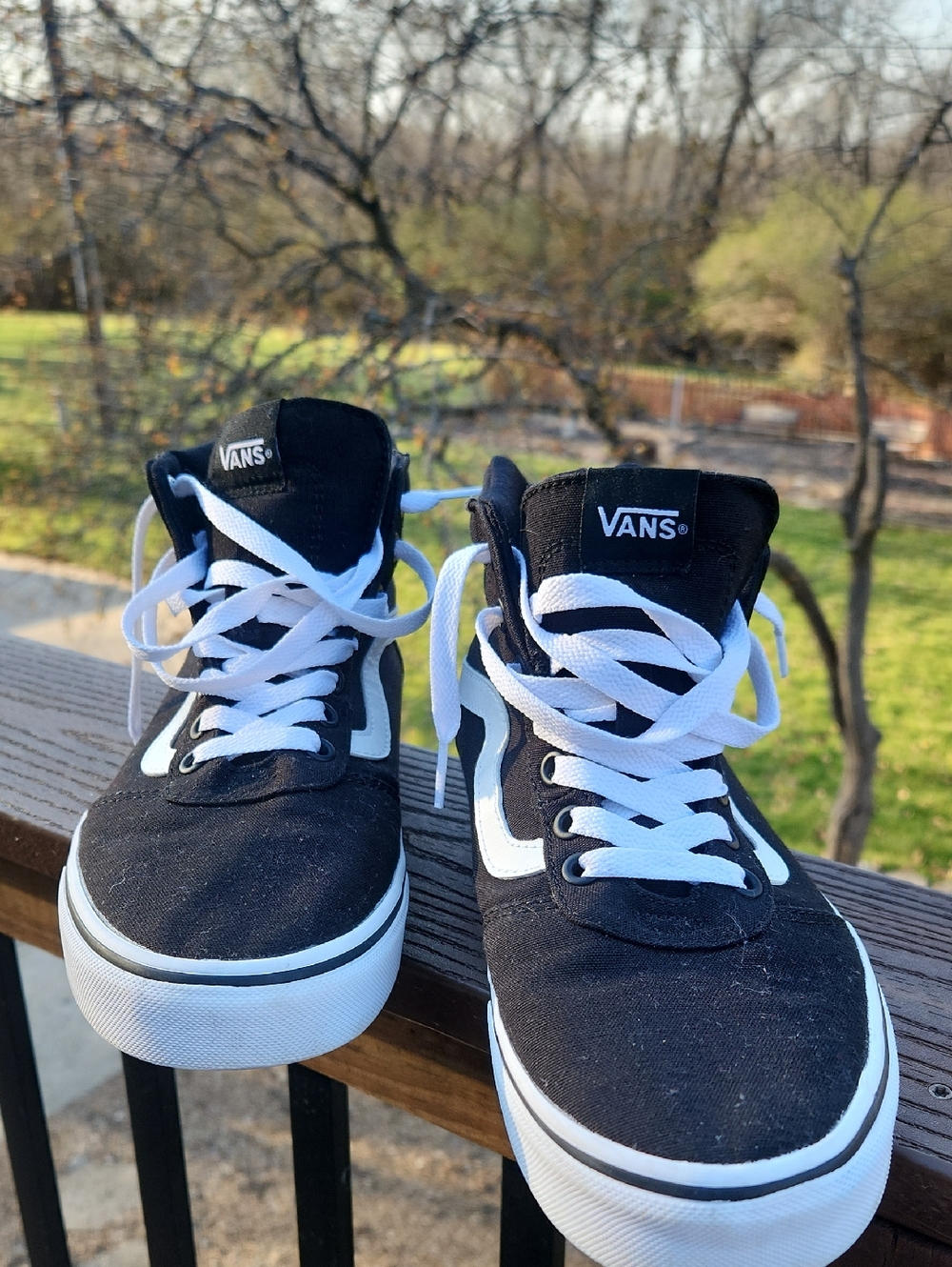 Vans Black and White Sk8-Hi Canvas Sneakers